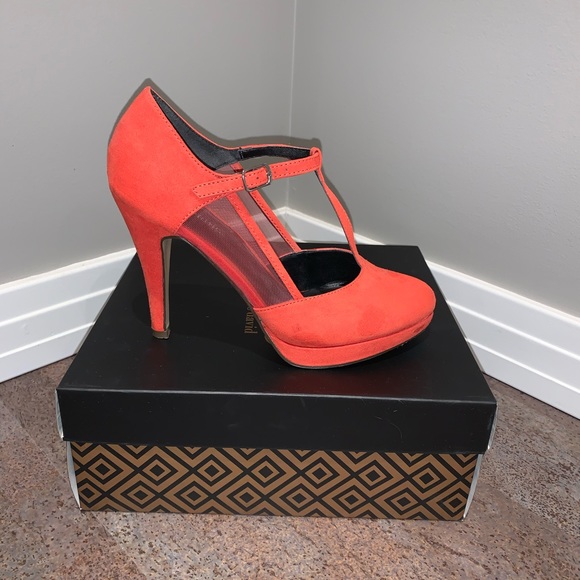 Call It Spring Orange Strappy Pumps - Picture 2 of 3